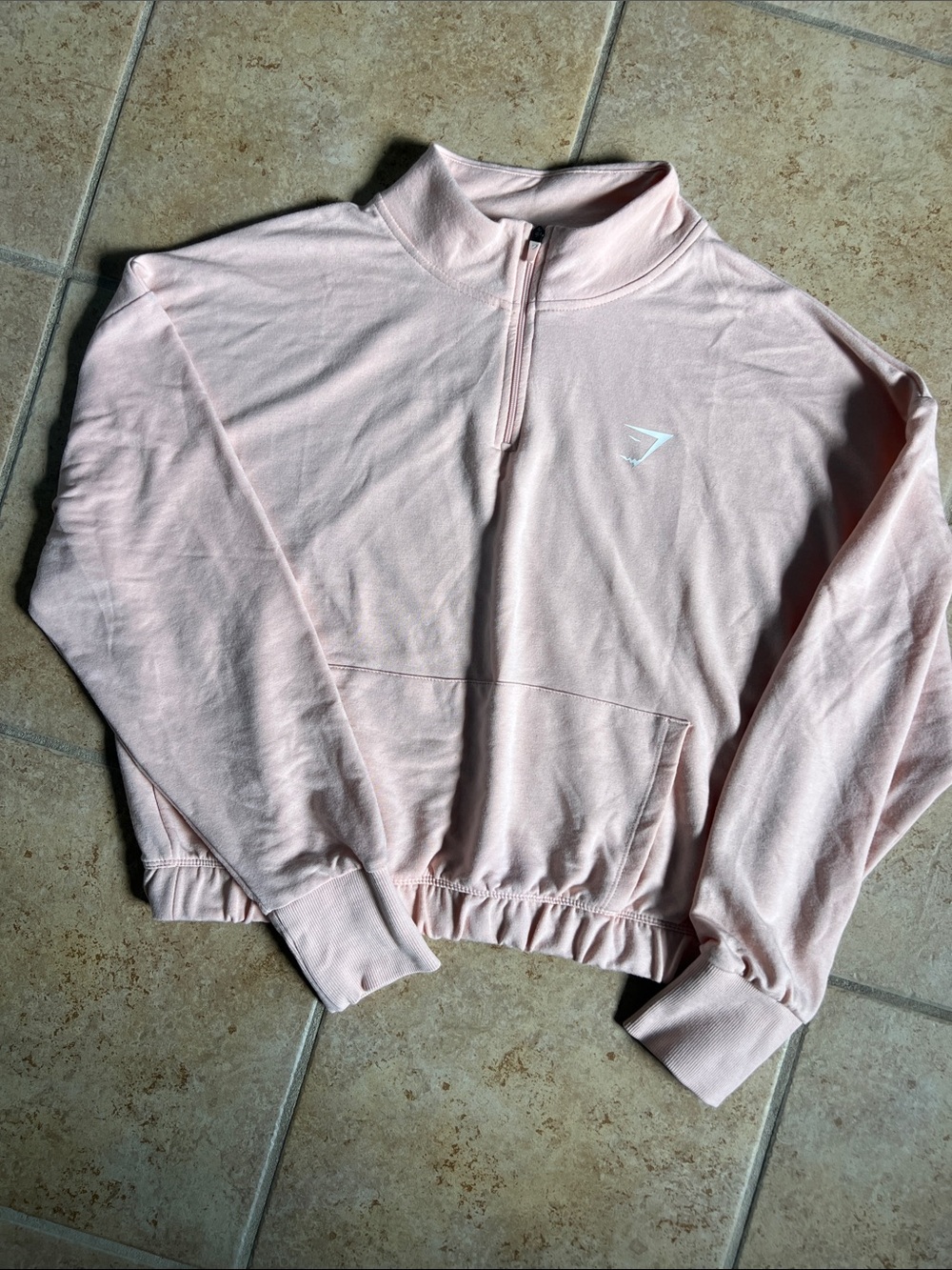 Gymshark Light Pink Cropped Half-Zip Pullover